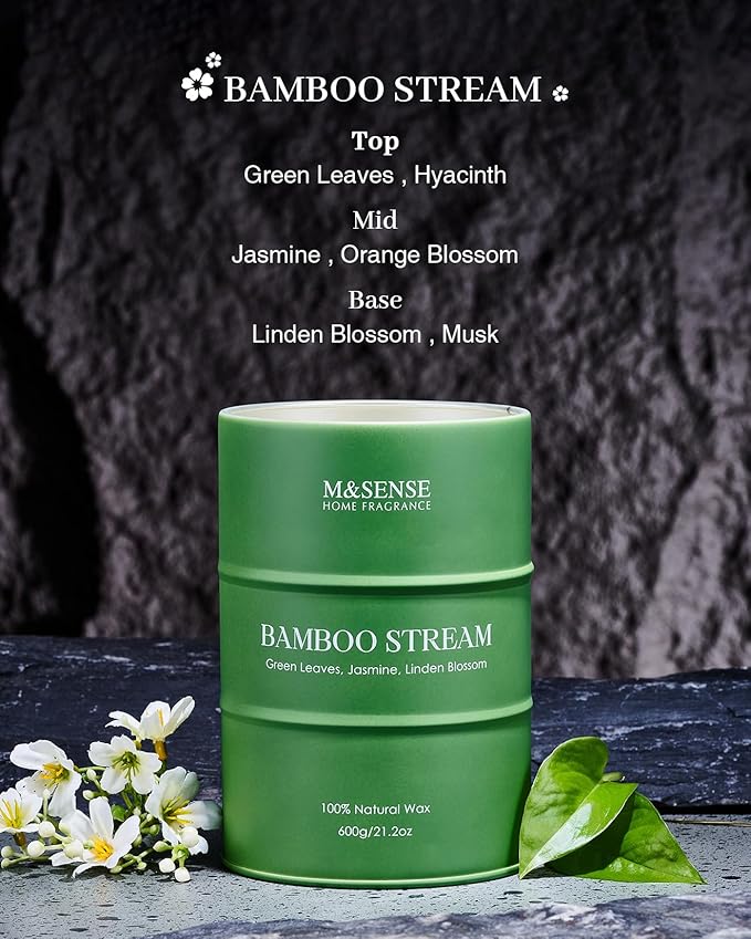 M&SENSE Bamboo Scented Candles Natural Non Toxic, Large Aromatherapy Candle - Image 3