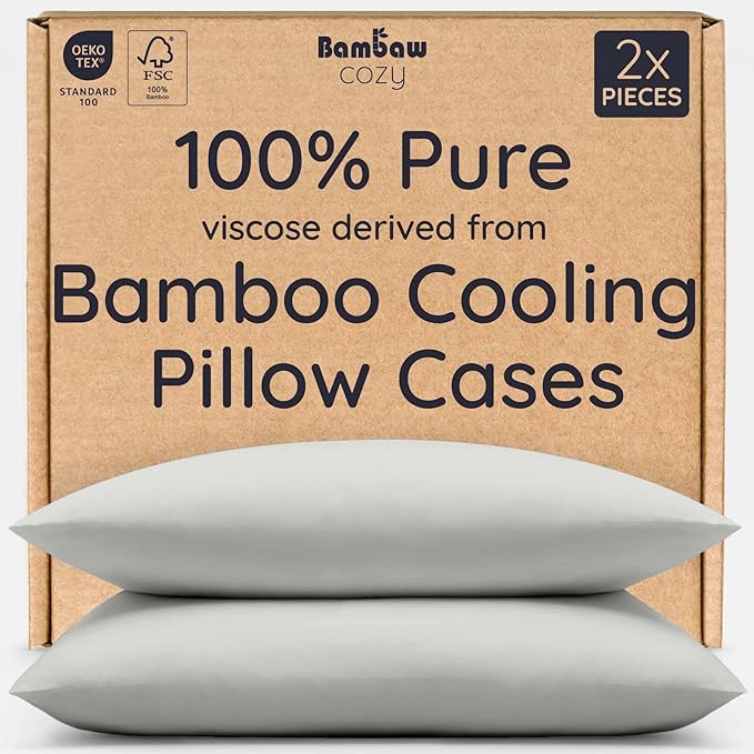 Bambaw 100% Viscose Derived from Bamboo Pillowcase Queen Size – Set of 2 by Bambaw