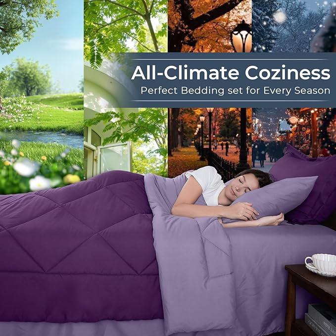 HEVUMYI Purple & Light Purple King Comforter Set - Image 3