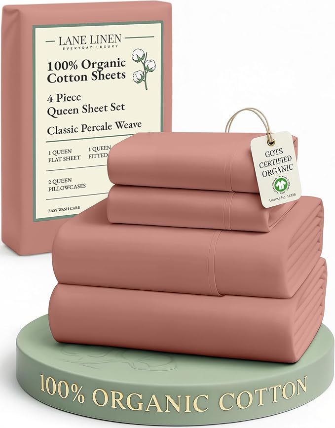 LANE LINEN 100% Organic Cotton Queen Sheets, Eco Friendly Mercerized Cotton by LaneLinen