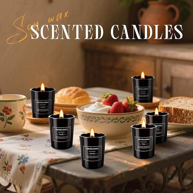 12 Pack Scented Black Candles Gift Set, Natural Soy Wax Aromatherapy Candles - Image 5