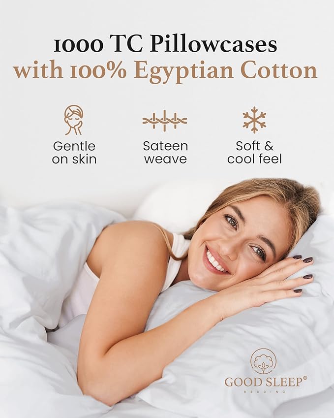 1000 TC Light Gray King Pillowcases Set of 2 100% Egyptian Cotton Pillow Cases - Image 4