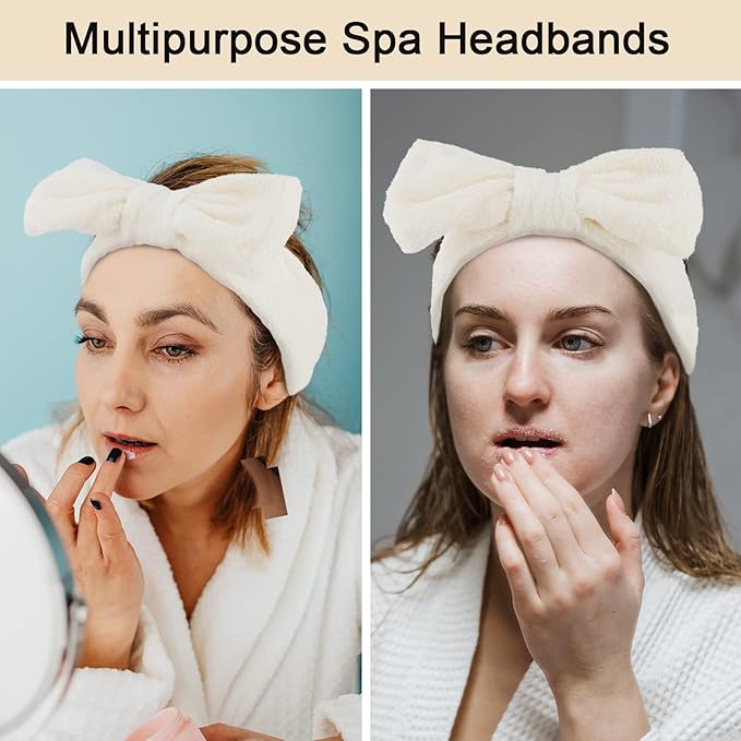 Ondder Spa Headband for Washing Face 8 Pack Beige Skincare Headbands for Women - Image 4
