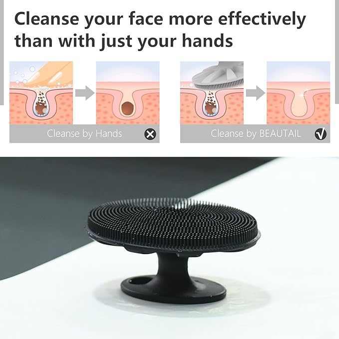 BEAUTAIL Silicone Face Scrubber 2 Pack, Manual Facial Cleansing Brush, Gentle - Image 5