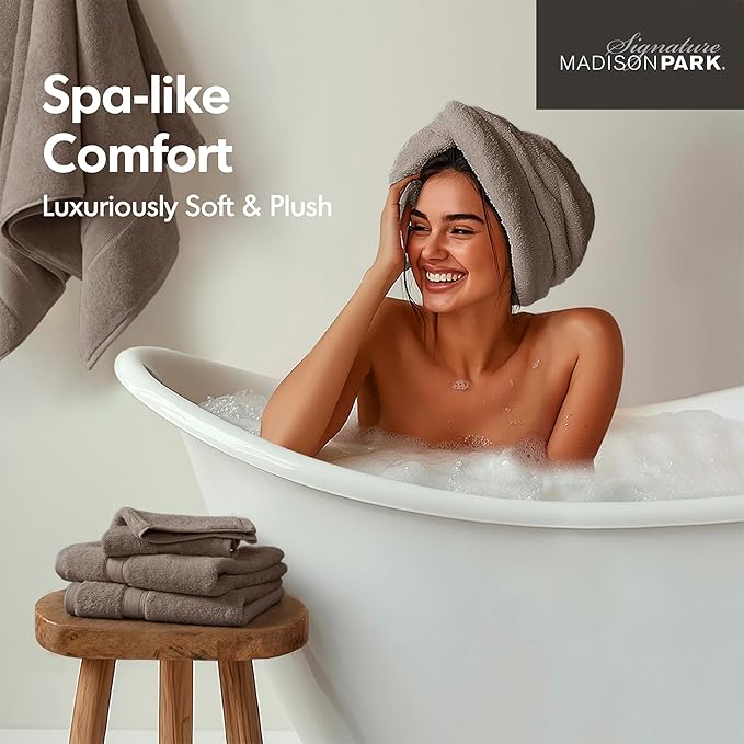 Madison Park 800GSM Bathroom Towel Set of 8 100% Cotton Bath Towel Set - Image 5
