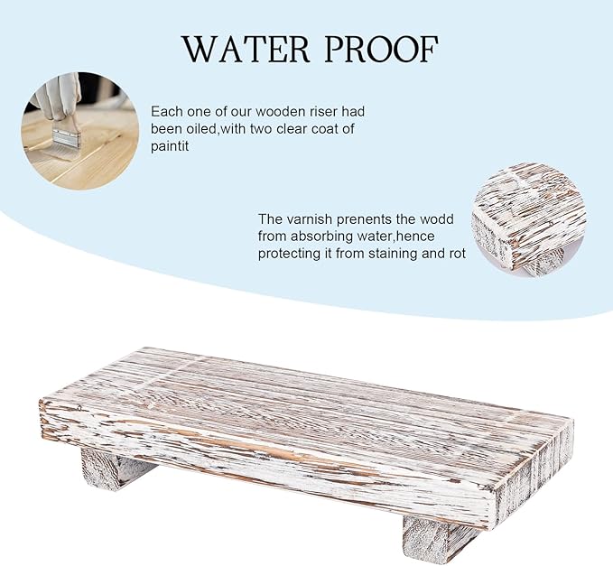 zoocatia Small Wood Tray Pedestal Stand Farmhouse Bathroom Decor Decorative - Image 2