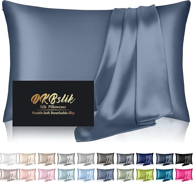 Silk Pillowcase for Hair and Skin, Mulberry Silk Pillow Cases Standard Size by HOME