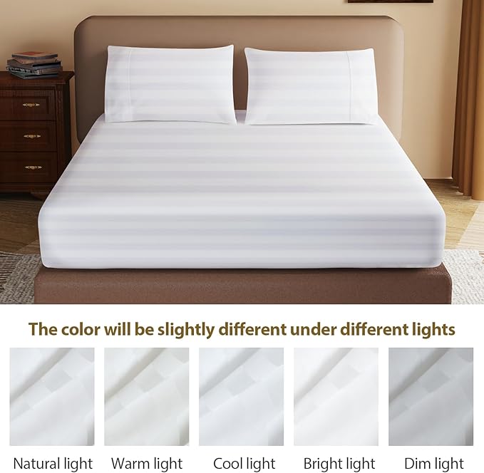 100% Egyptian Cotton Fitted Sheet Full Size, 600 Thread Count, Single Fitted - Image 9