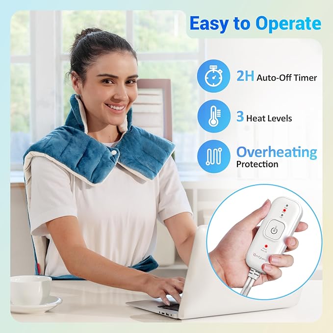 Comfytemp Heating Pad for Back Neck Shoulders, Weighted Electric Heating Pad - Image 6
