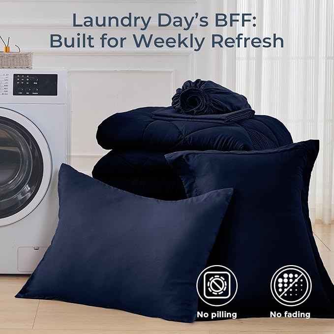 HEVUMYI Navy Blue Twin Comforter Set - Image 7
