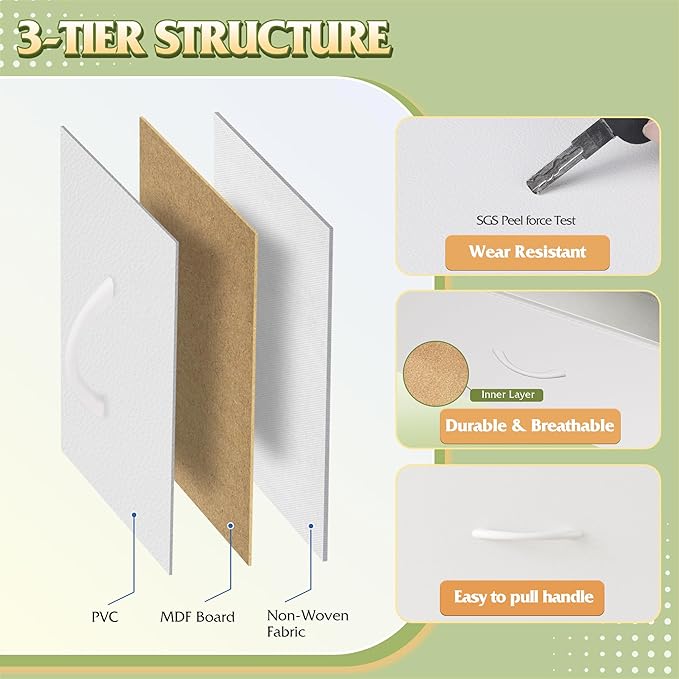 WLIVE Tall Dresser for Bedroom, Fabric Dressers Storage Tower, Dresser & Chest of Drawers Organizer Unit with 11 Drawers, Storage Cabinet, Hallway, Closets, Steel Frame, Wood Top, White