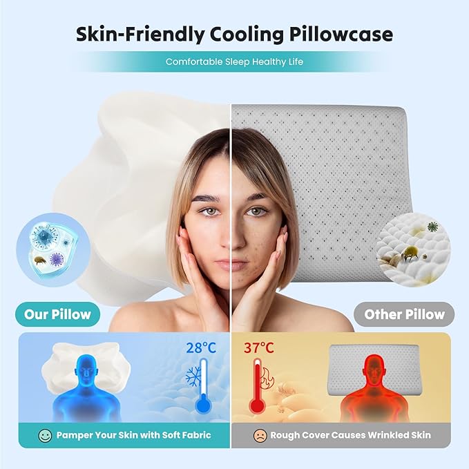 DUMOS Cervical Pillow for Neck and Shoulder, Contour Memory Foam Pillow - Image 3