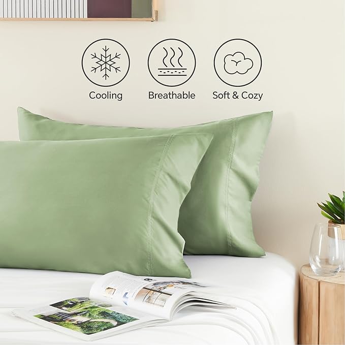 BEDELITE Standard Pillow Cases Set of 2, Rayon Derived from Bamboo, Cooling - Image 4