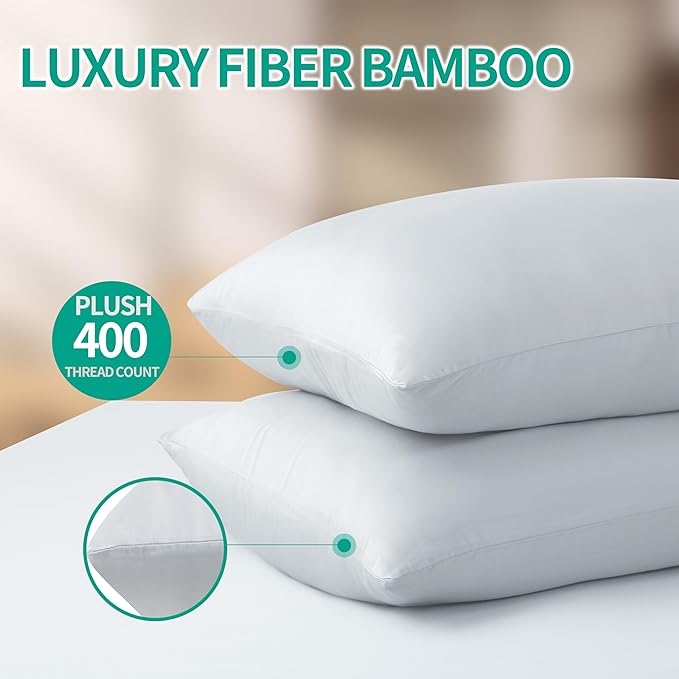 4-Pack Bamboo Viscose Zippered Pillow Cases King Size, 400 Thread Count Cooling - Image 6