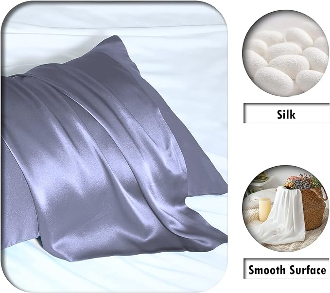 Silk Pillow Cases 2 Pack, Soft Breathable and Sliky Queen Size Pillow Cases Set - Image 2