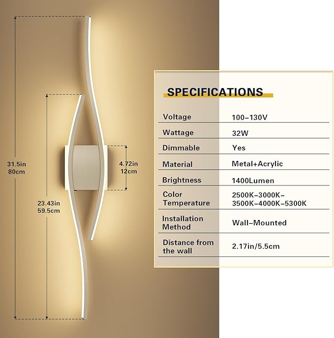 Joossnwell Bathroom Vanity Light Modern Bathroom Lighting Fixture Over Mirror - Image 4