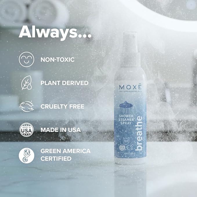 MOXE Breathe Shower Mist, Eucalyptus and Peppermint, Spa Steam Spray, Certified - Image 6