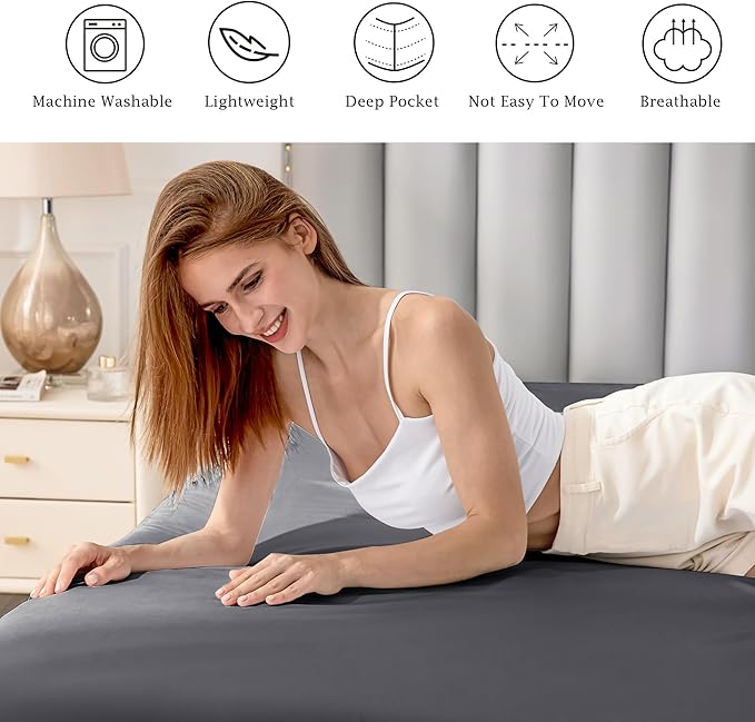 FreshCulture Pure Cotton Fitted Sheets Full Size, 300 Thread Count Percale - Image 6