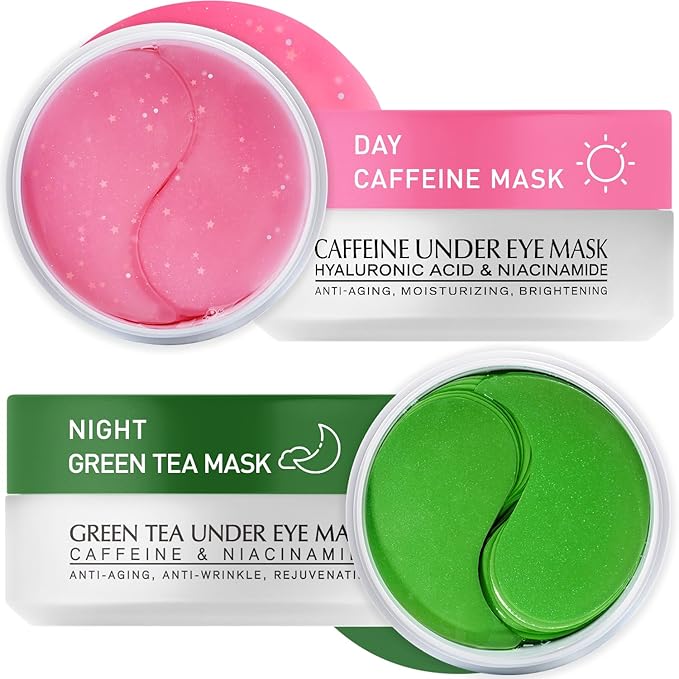 Under Eye Patches for Puffiness Kit: 120 Pcs Green Tea & Caffeine Eye Mask for by ENASKINNATURALS