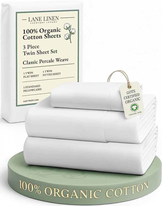 LANE LINEN 100% Organic Cotton Twin Sheets Set, Soft & Comfy Breathable Cotton by LaneLinen