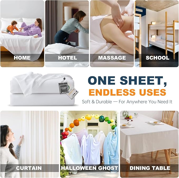 Lavisun California King Flat Sheet, 1 Pack White Cal King Bed Sheet Only - Image 7
