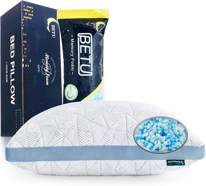 BETU Cooling Pillows Queen Size Set of 2, Shredded Memory Foam Cool Pillows - Image 8