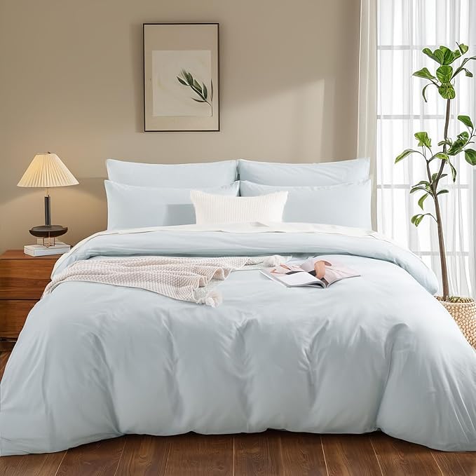 NEXHOME PRO Duvet Cover Set King Size Linen Look Textured Organic Natural 100% - Image 3