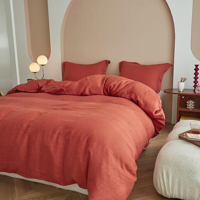 Simple&Opulence 100% Linen Duvet Cover Set 3pcs Basic Style Natural French - Image 6
