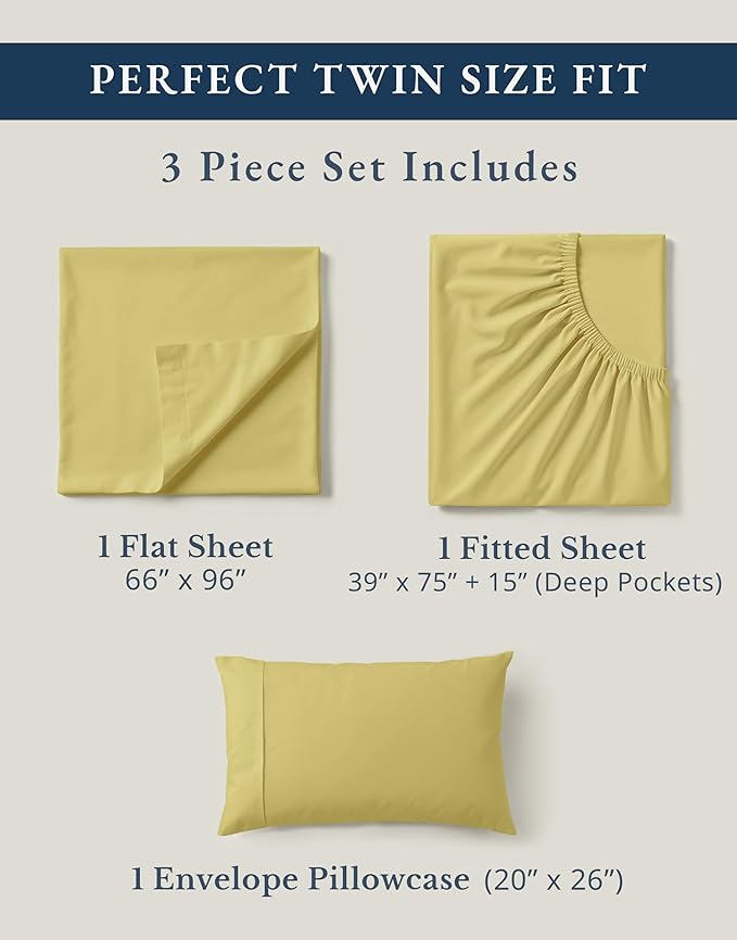 LANE LINEN Eco Friendly Cocoon 100% Organic Cotton Twin Sheets, Low Pill Fade - Image 4