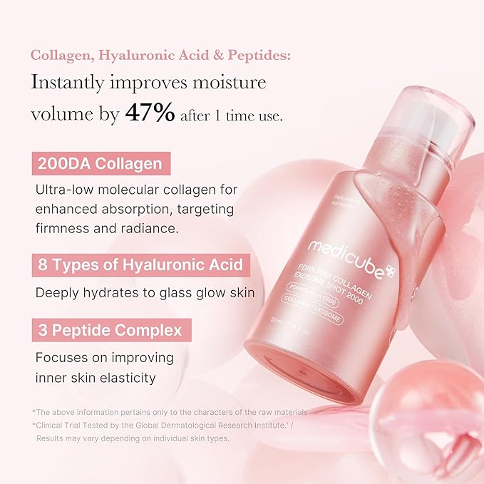 medicube Exosome Shot PDRN Pink Collagen 2, 000 PPM Spicule Facial Serum | - Image 3
