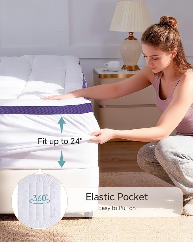 ChiXpace Dual Layer 4 Inch Memory Foam Mattress Topper Full - Image 5
