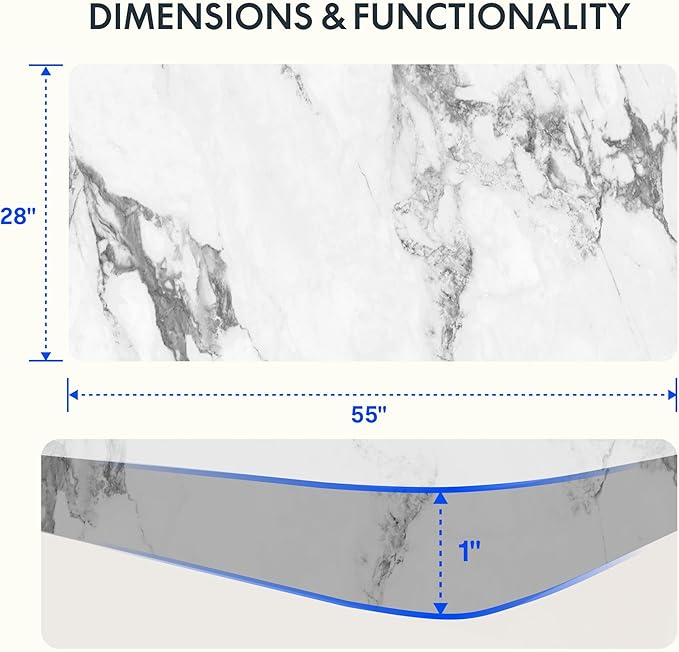 FLEXISPOT EN2 Whole-Piece Standing Desk with Clamp Power Strip, 55 x 28 Electric Stand Up Height Adjustable Desk with Cable Management (Gray Frame + 55" Marble Grey Top, 2 Packages)
