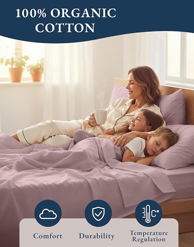 LANE LINEN Sustainable 100% Organic Cotton Twin Size Bed Sheets, Soft & Comfy - Image 6