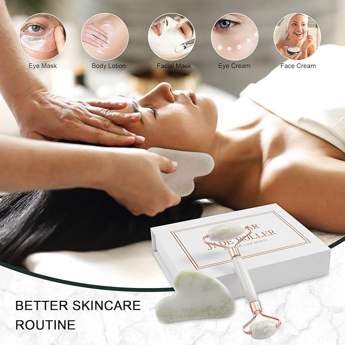 Jade Roller for Face, Facial Roller Massager Skin Care Tool, Gua Sha Facial - Image 6