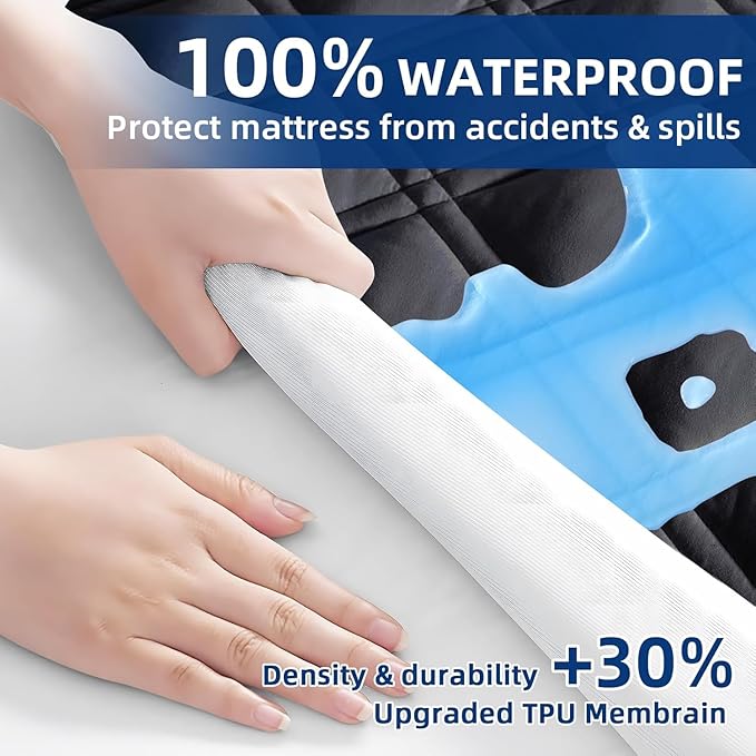 MEELUS Waterproof Full Mattress Protector, Breathable Full Mattress Pad Cover - Image 4