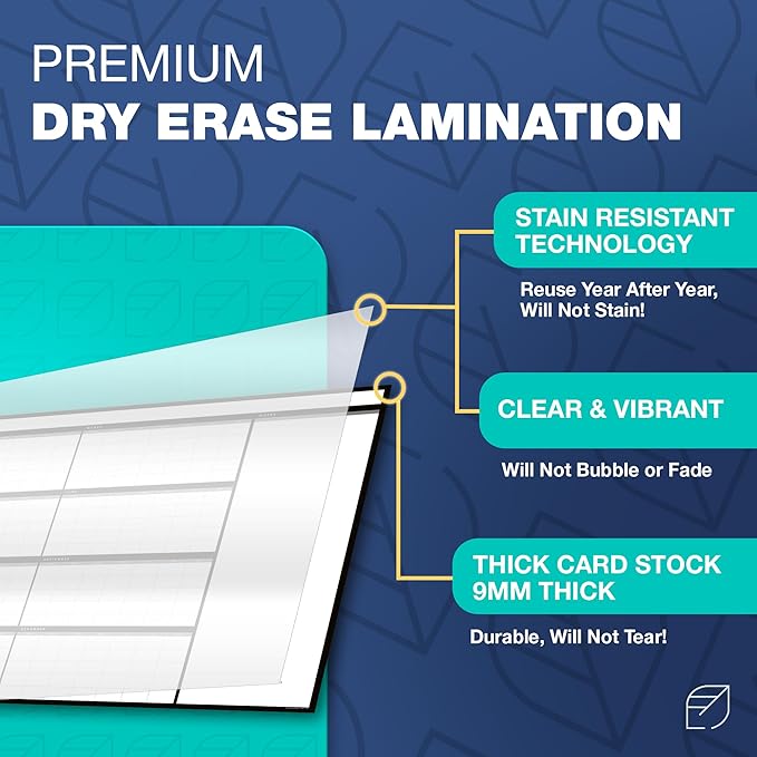 Large Dry Erase Calendar for Wall, 38" x 68" - Undated, Yearly, Reusable - Full 12 Month Year - Includes Markers, Eraser & Accessories