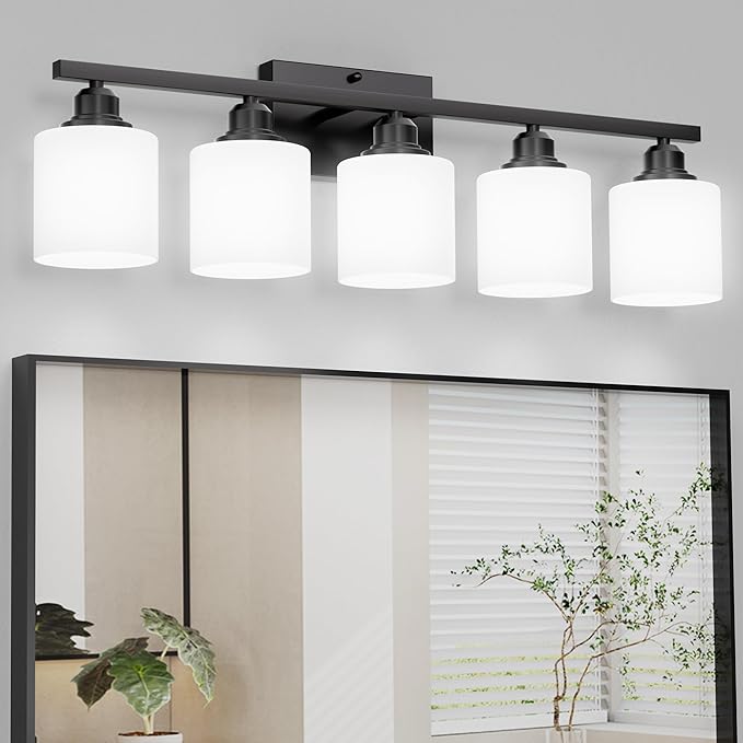 Sailstar 5-Light Bathroom Light Fixtures Over Mirror, Matte Black Vanity Lights by Sailstar