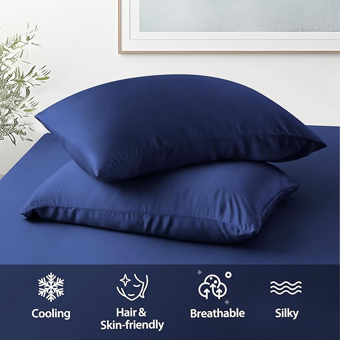 2 Pack Cooling Pillow Cases, Viscose Derived from Bamboo Pillow Protectors - Image 5