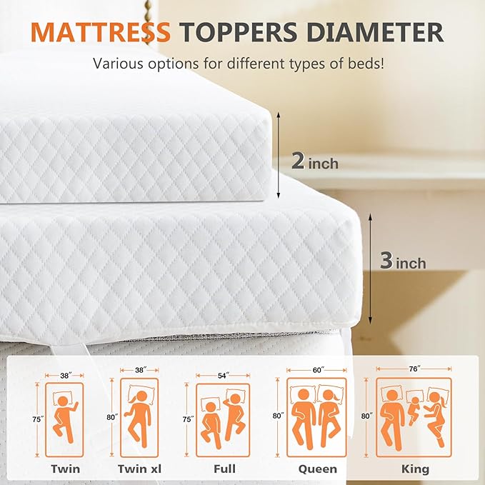 DUMOS 2 Inch Gel Memory Foam Mattress Topper Full Size, Cooling Breathable - Image 3
