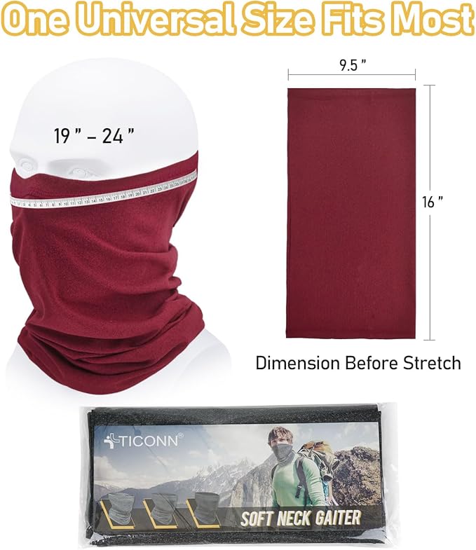 TICONN Neck Gaiter Face Cover Scarf, Neck Warmer Breathable Sun & Wind-proof - Image 7
