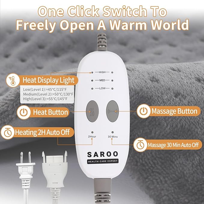 Back Heating Pad for Neck and Shoulders, Weighted Massaging Heated Pad - Image 8