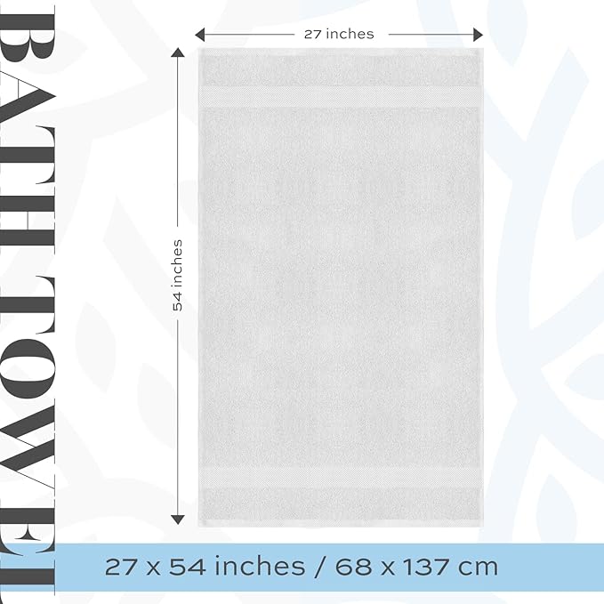 White Classic Luxury Bath Towels Set of 4 Large - Image 4