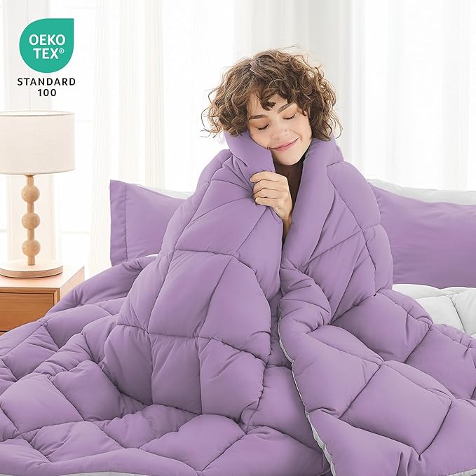 MUXHOMO 7 Pieces Queen Comforter Set, Reversible Bed in a Bag Queen Size - Image 2