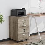 VINGLI 3-Drawer File Cabinet with Lock, Wood Rolling Under Desk File Cabinets for Home Office, Mobile Printer Stand & Filing Organizer for Letter Sized Files, 26" H(Caster Included), Rustic Gray