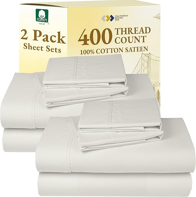 California Design Den 2-Pack 100% Cotton Sheet Sets King Size 400 Thread Count by CaliforniaDesignDen