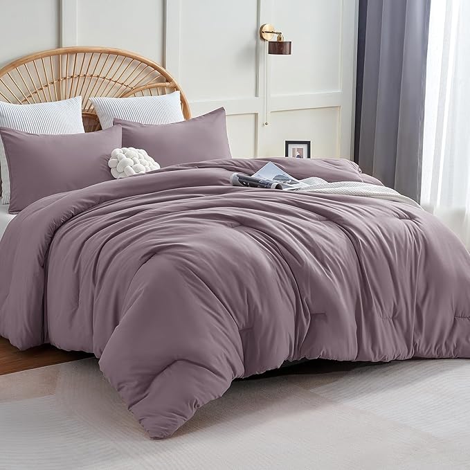 CozyLux Twin Comforter Set Dusty Purple, 2 Pieces Twin Extra Long Solid - Image 9