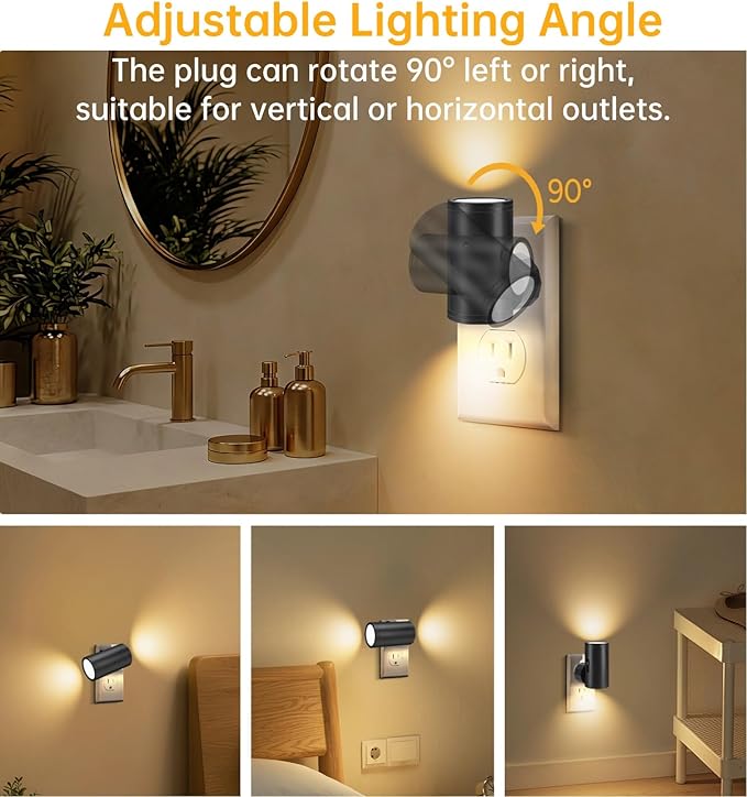 TSEXES LED Night Lights Plug into Wall, Dusk to Dawn Sensor, 5-300LM Adjustable - Image 4