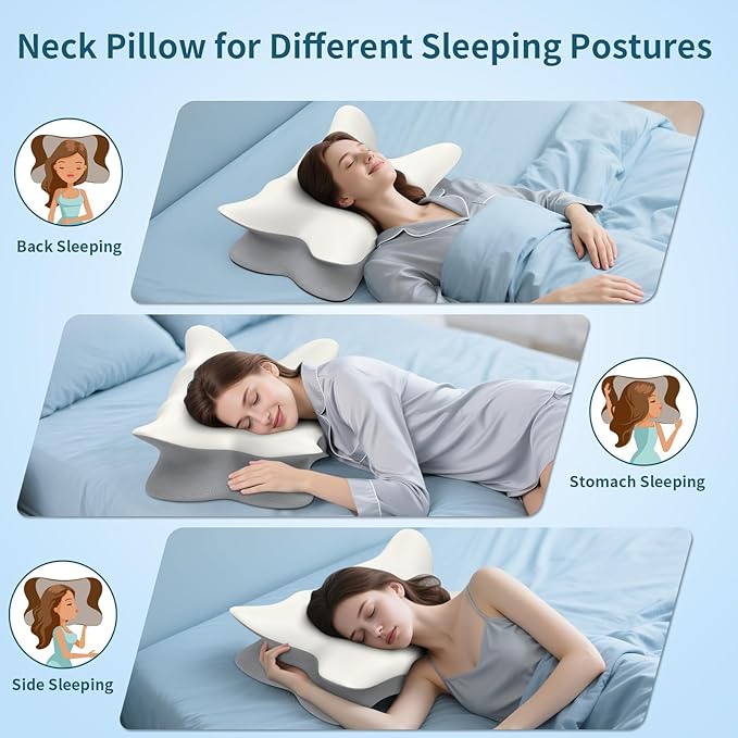 Cervical Neck Pillow for Pain Relief, Ergonomic Side Sleeper Pillow Cooling - Image 5