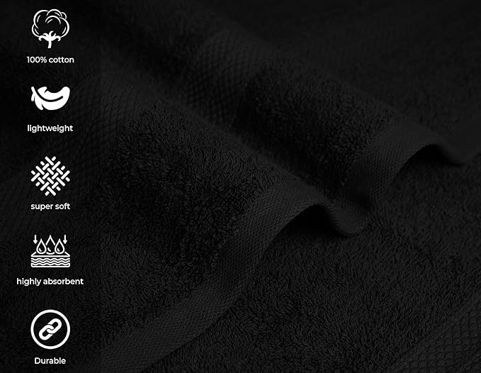 Avalon Towels Bath Towels for Bathroom 100% Cotton Black Bathroom Towels Pack - Image 4