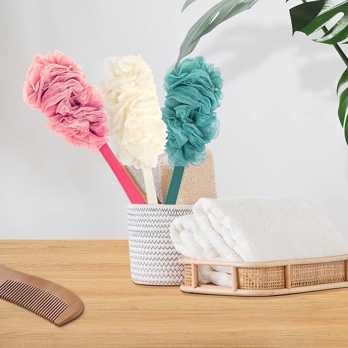Back Scrubber for Shower, Qewro Loofah on a Stick as Shower Brush Exfoliating - Image 6